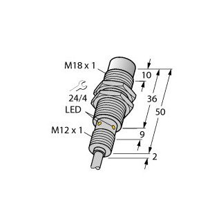 Turck Inductieve sensor inductieve naderingsschakelaar schakelafstand 30MM 500HZ metaal kabel 1634821