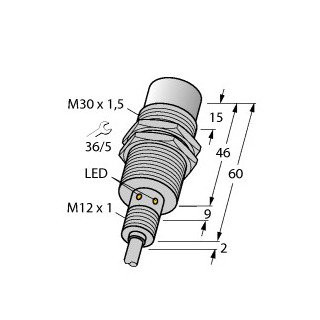 Turck Inductieve sensor inductieve naderingsschakelaar schakelafstand 30MM 500HZ metaal kabel