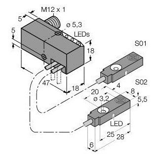 Turck Inductieve sensor inductieve naderingsschakelaar schakelafstand 2MM 30HZ metaal steekaansluiting
