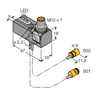 Turck Inductieve sensor inductieve naderingsschakelaar schakelafstand 1,2MM 30HZ metaal steekaansluiting