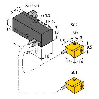 Turck Inductieve sensor inductieve naderingsschakelaar schakelafstand 2MM 30HZ metaal steekaansluiting