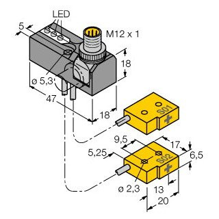 Turck Inductieve sensor inductieve naderingsschakelaar schakelafstand 2MM 30HZ metaal steekaansluiting