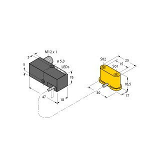 Turck Inductieve sensor inductieve naderingsschakelaar schakelafstand 1,5MM 30HZ metaal steekaansluiting