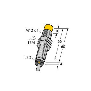 Turck Inductieve sensor inductieve naderingsschakelaar schakelafstand 4MM 20HZ metaal kabel