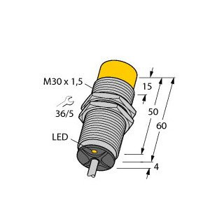 Turck Inductieve sensor inductieve naderingsschakelaar schakelafstand 15MM 20HZ metaal kabel