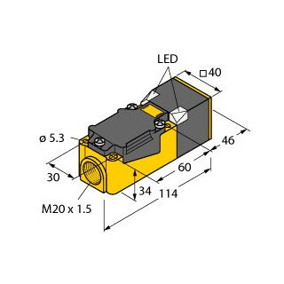 Turck Inductieve sensor inductieve naderingsschakelaar schakelafstand 30MM 250HZ kunststof klem
