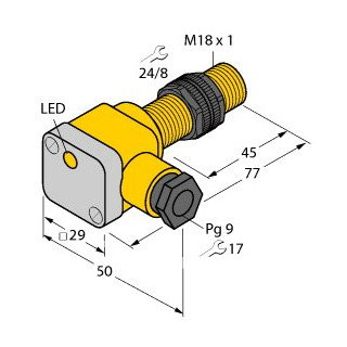 Turck Inductieve sensor inductieve naderingsschakelaar schakelafstand 5MM 3000HZ kunststof klem