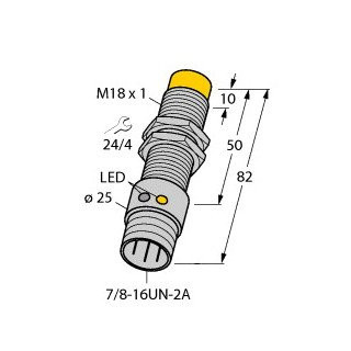 Turck Inductieve sensor inductieve naderingsschakelaar schakelafstand 12MM 10HZ metaal steekaansluiting