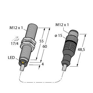 Turck Inductieve sensor inductieve naderingsschakelaar schakelafstand 2MM 10HZ metaal kabel met connector