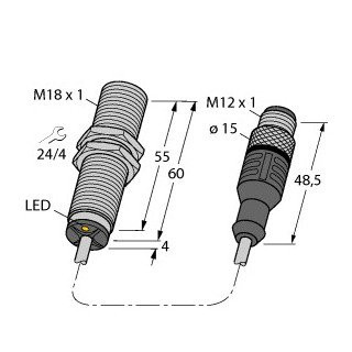 Turck Inductieve sensor inductieve naderingsschakelaar schakelafstand 5MM 10HZ metaal kabel met connector