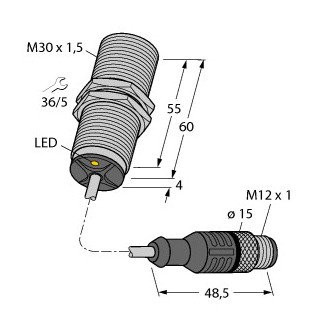 Turck Inductieve sensor inductieve naderingsschakelaar schakelafstand 10MM 10HZ metaal kabel met connector