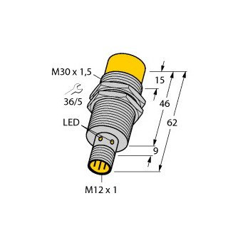 Turck Inductieve sensor inductieve naderingsschakelaar schakelafstand 15MM 10HZ metaal steekaansluiting