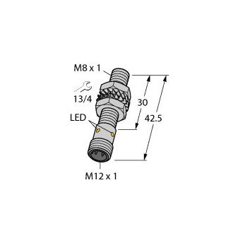 Turck Inductieve sensor inductieve naderingsschakelaar schakelafstand 3MM 1000HZ metaal steekaansluiting