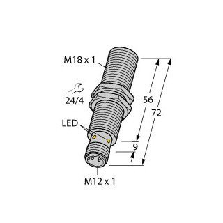Turck Inductieve sensor inductieve naderingsschakelaar schakelafstand 5MM 2500HZ metaal steekaansluiting