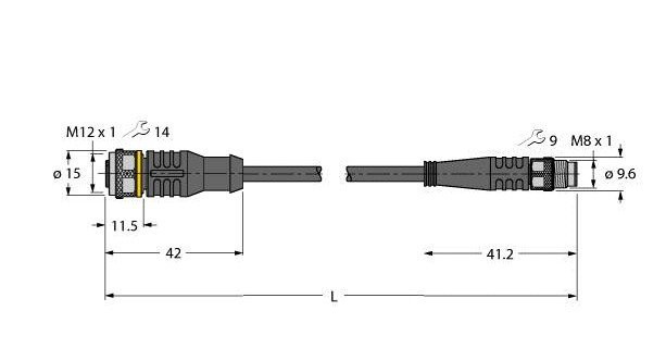 Turck Pur verbindingskabel actorkabel 3P M8 1M