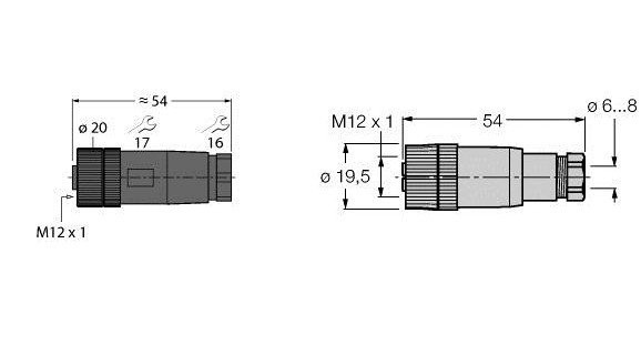 Turck Tur connector B8151-0/9 M12