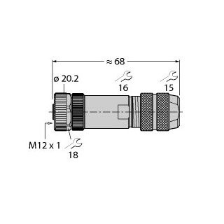 Turck M12 × 1 round connector female straight customizable