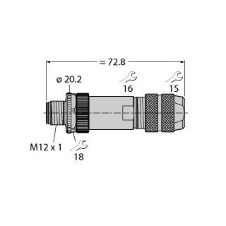 Turck M12 × 1 round connector male straight customizable
