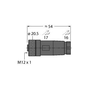 Turck m12x1 round connector female straight customizable