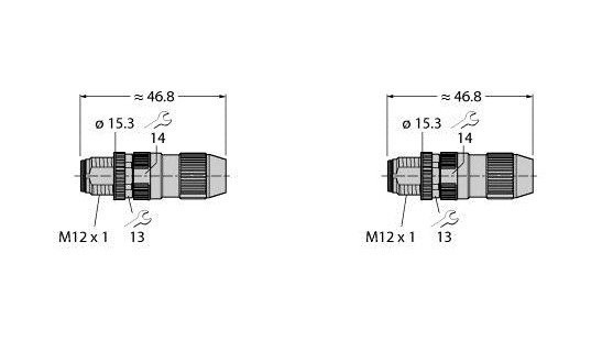 Turck m12x1 round connector field-wireable connector straight