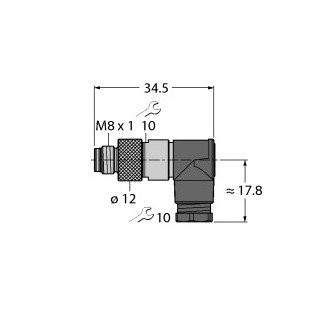 Turck m8x1 / Ø 8 MM round connector male angled customizable