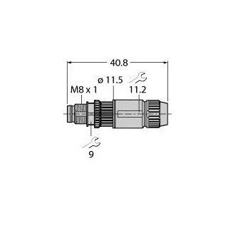 Turck m8x1 / Ø 8 MM round connector male straight customizable