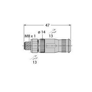 Turck m8x1 / Ø 8 MM round connector male straight customizable