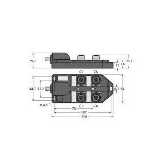 Turck Passive actuator/sensor box M12 × 1 with homerun cable 4-port