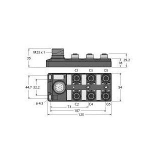 Turck Passive actuator/sensor junction box m12x1 6-port with male M23 F