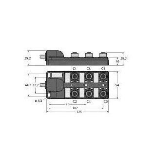 Turck Passive actuator/sensor junction box m12x1 6-port with integral H