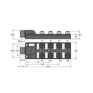 Turck Passive actuator/sensor box M12 × 1 8-port with M23 connector for S
