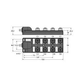 Turck Passive actuator/sensor box M12 × 1 with homerun cable 8-port