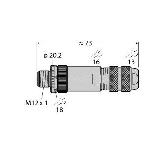 Turck Round connector m12x1 male straight customizable