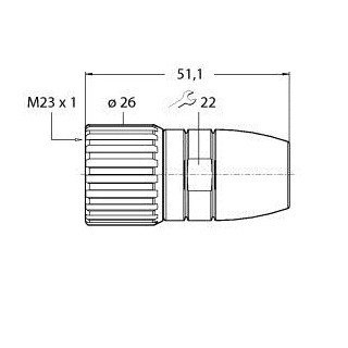 Turck Round connector m23x1 female straight customizable