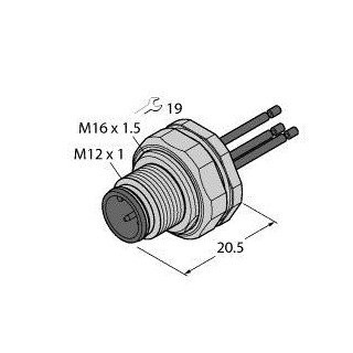 Turck Accessories for actuator/sensor cables male flange with strands rear