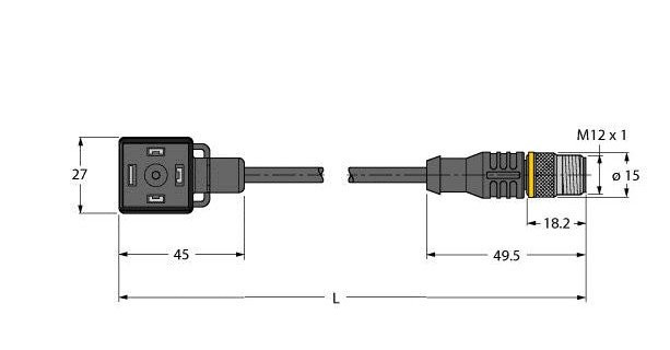 Turck Ventielconnector actorkabel 4P M12 0,6M