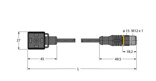 Turck Ventielconnector actorkabel 4P M12 1,5M