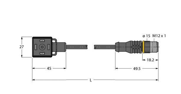 Turck Ventielconnector actorkabel 3P M12 0,3M