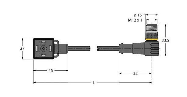 Turck Ventielconnector actorkabel 3P M12 0,3M