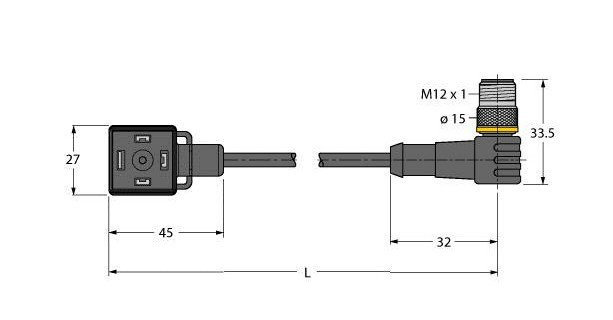Turck Ventielconnector actorkabel 4P M12 0,6M