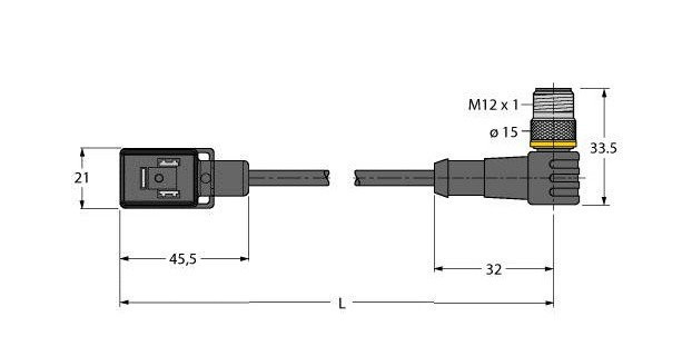 Turck Ventielconnector actorkabel 3P M12 1M
