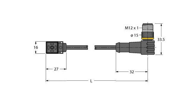 Turck Ventielconnector actorkabel 3P M12 5M