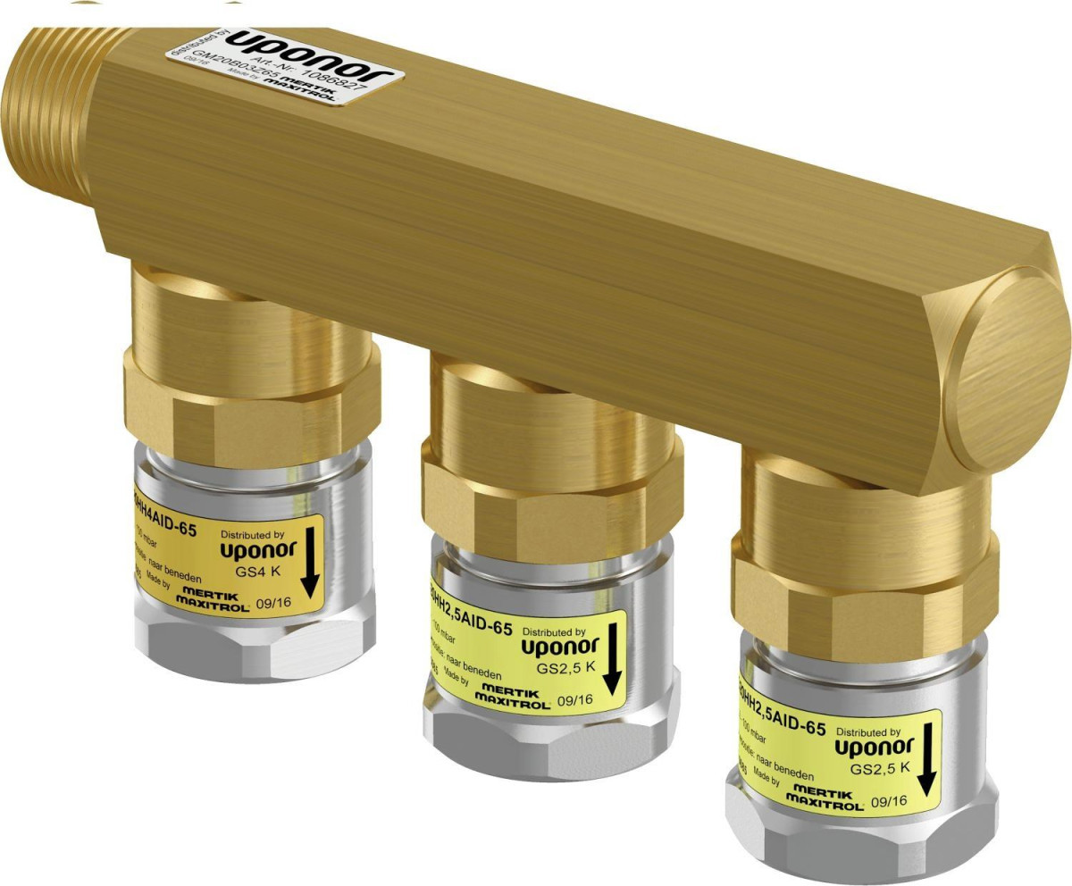 UPONOR GAS Gas Veiligheidsverdeler inclusief beveiligingsschakelaar RP3/4"FT 3XRP