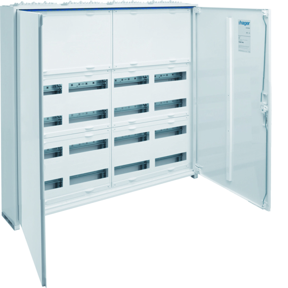 Veldverdeler Ip44 geïsol. 950x1050x161mm 192M+2 rijen dichte afdekpl.