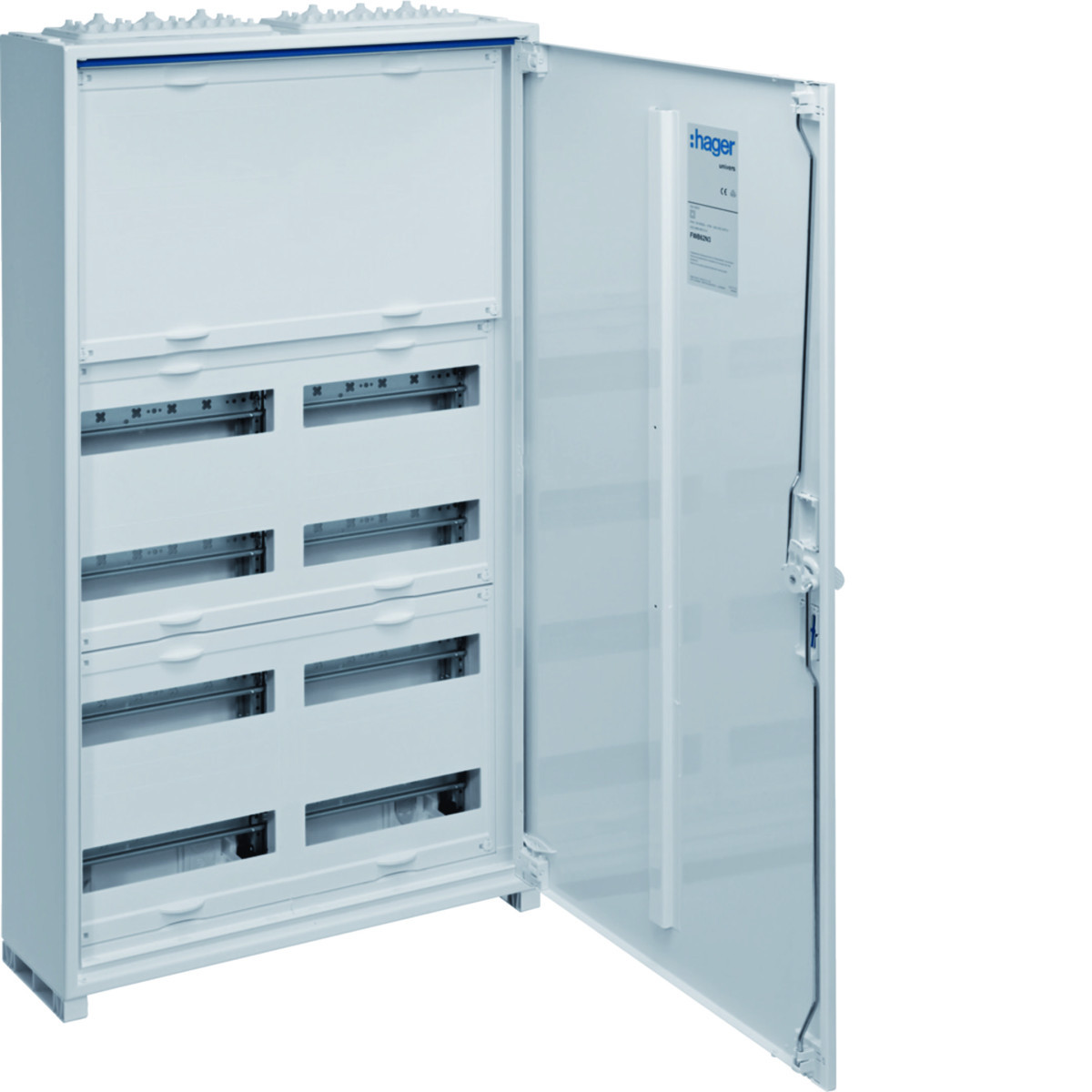 Veldverdeler Ip44 geïsol. 950x550x161mm 96M+2 rijen dichte afdekpl.