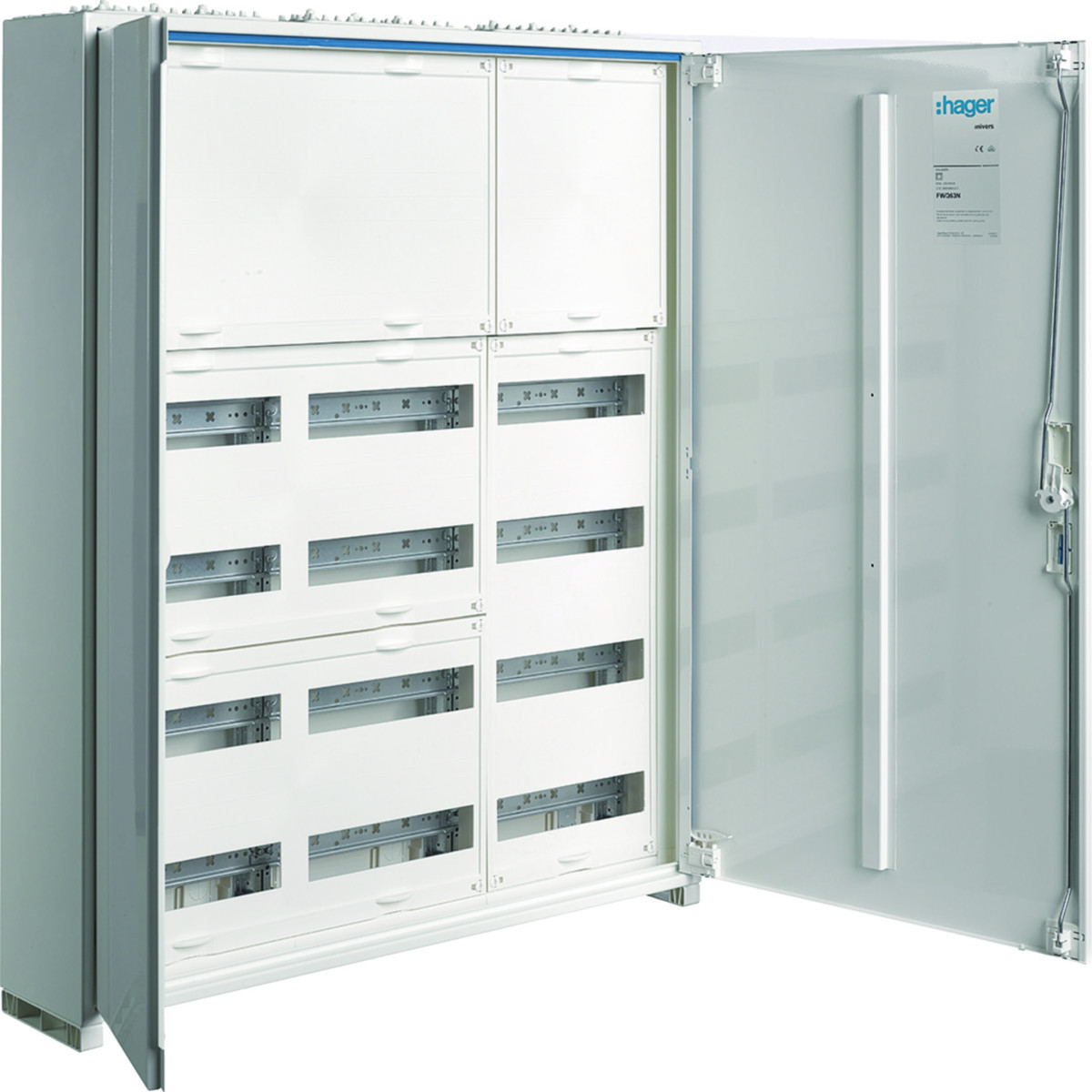 Veldverdeler Ip44 geïsol. 950x800x161mm 144M+2 rijen dichte afdekpl.