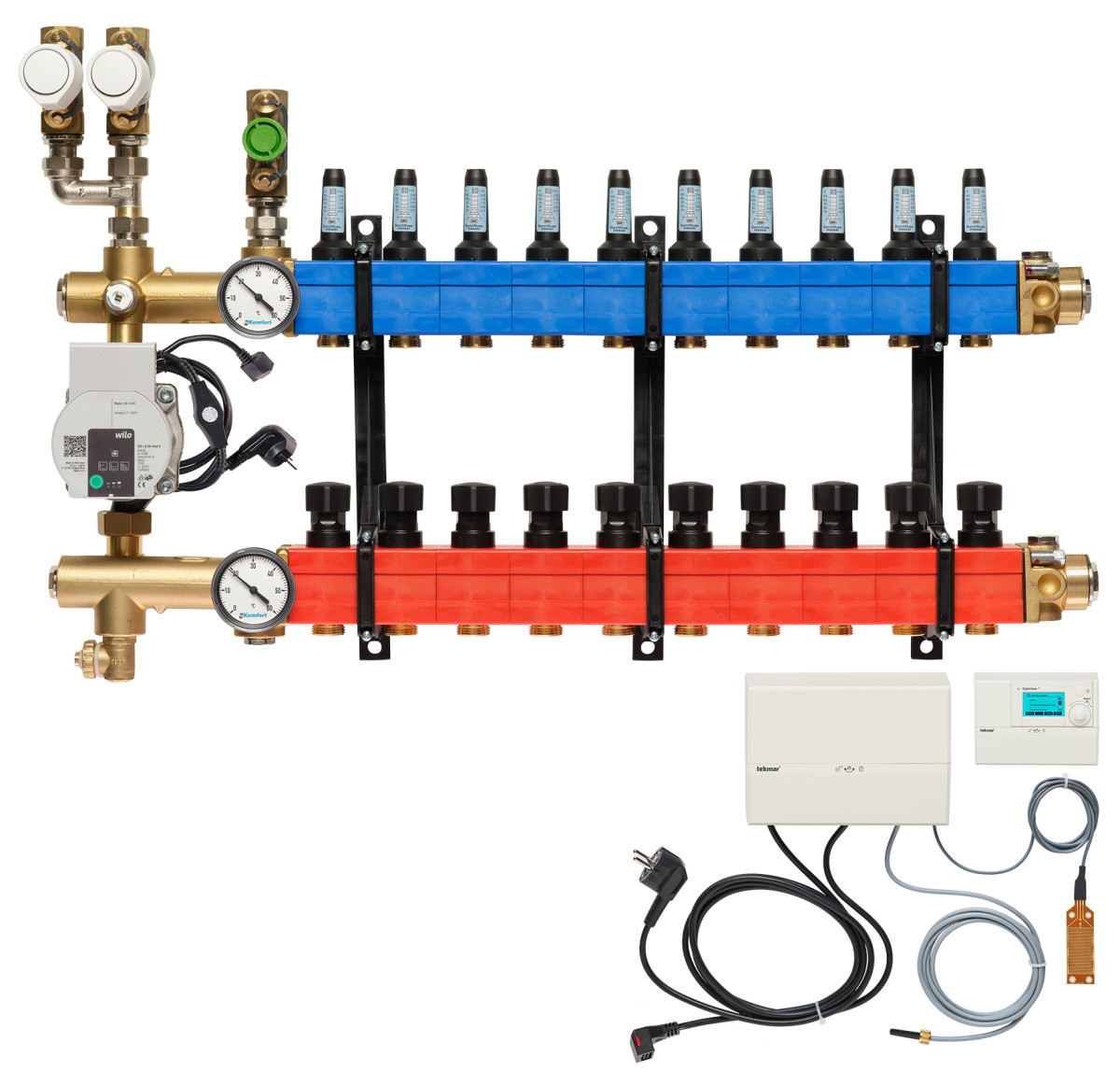 Verdeler, 3-pijps verw./koelen B.A. E-pomp, 25-135 L/U.,10 GR
