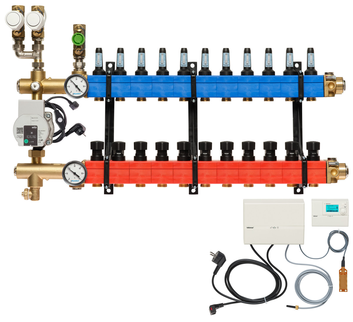 Verdeler, 3-pijps verw./koelen B.A. E-pomp, 25-135 L/U.,11 GR
