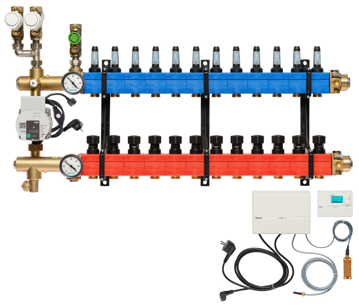 Verdeler, 3-pijps verw./koelen B.A. E-pomp, 25-135 L/U.,12 GR