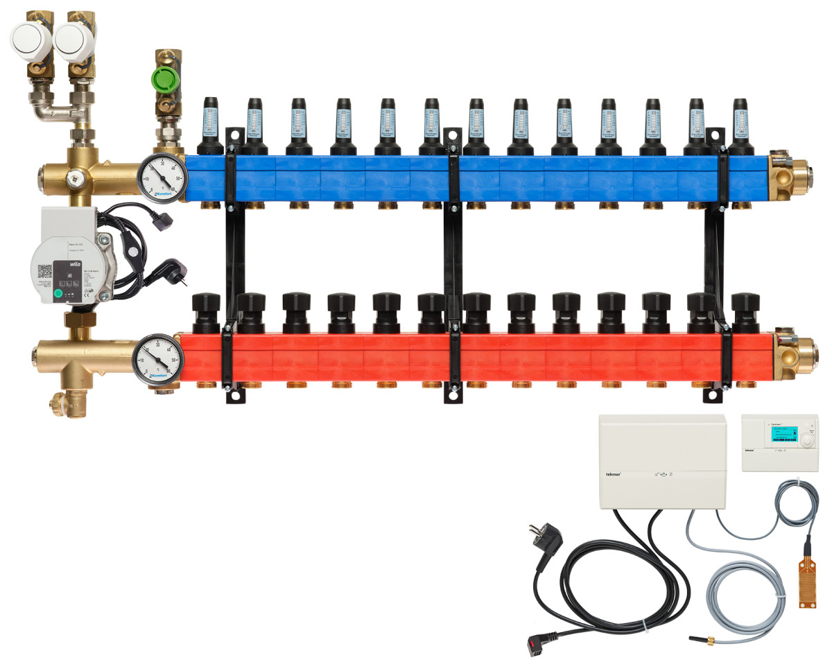 Verdeler, 3-pijps verw./koelen B.A. E-pomp, 25-135 L/U.,13 GR